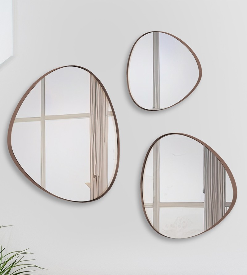 Kit 3 Espelhos Orgânico Decorativo com Borda em...