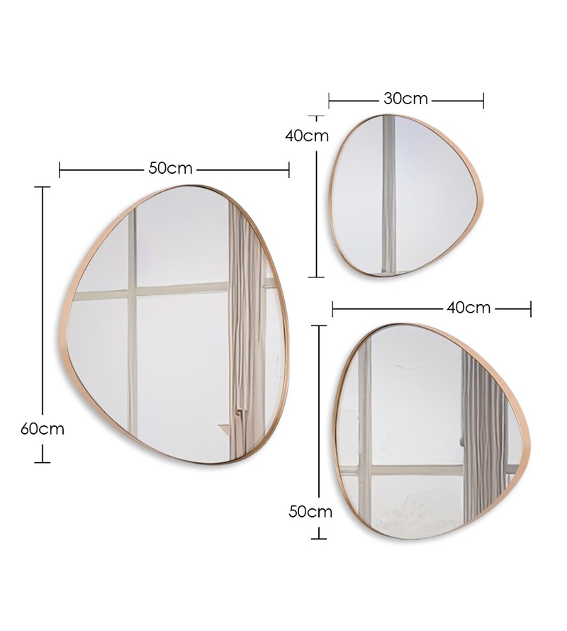 Kit 3 Espelhos Orgânico Decorativo com Borda em...