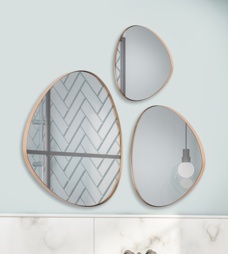 Kit 3 Espelhos Orgânico Decorativo com Borda em...