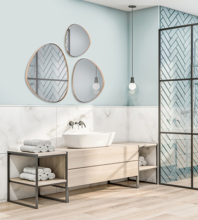 Kit 3 Espelhos Orgânico Decorativo com Borda em...