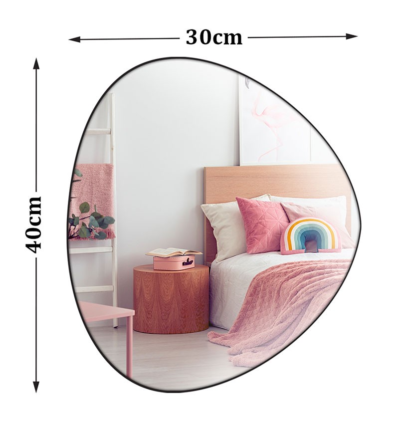 Espelho Orgânico Decorativo com Borda em Couro...