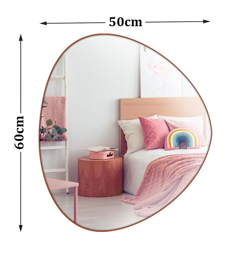 Espelho Orgânico Decorativo com Borda em Couro...