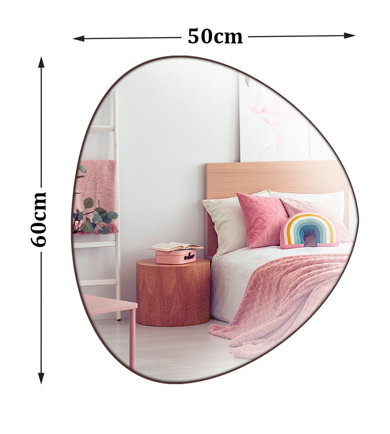 Espelho Orgânico Decorativo com Borda em Couro...