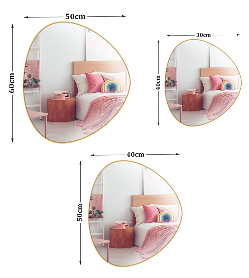 Kit 3 Espelhos Orgânico Decorativo com Borda em...