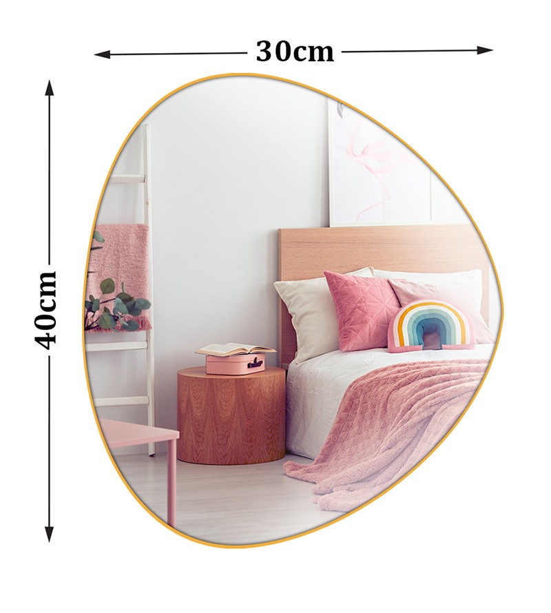 Espelho Orgânico Decorativo com Borda em Couro...