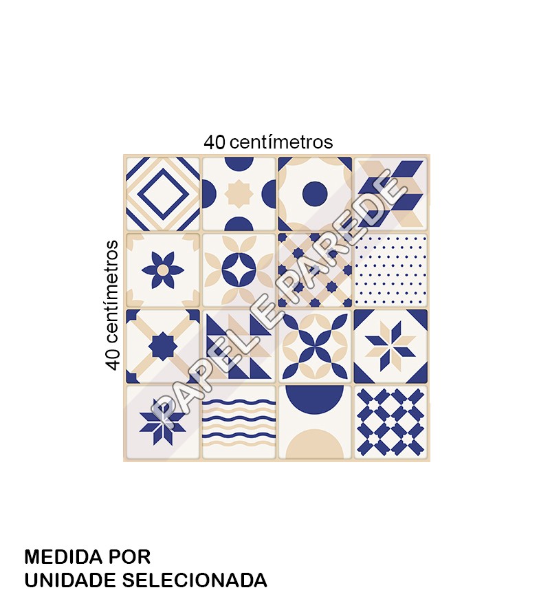 Papel de Parede Azulejo Português Retrô em Bege...