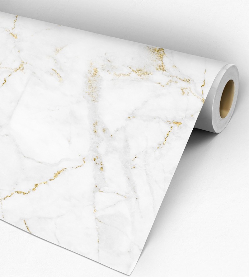 Papel de Parede Adesivo Mármore Carrara Branco...