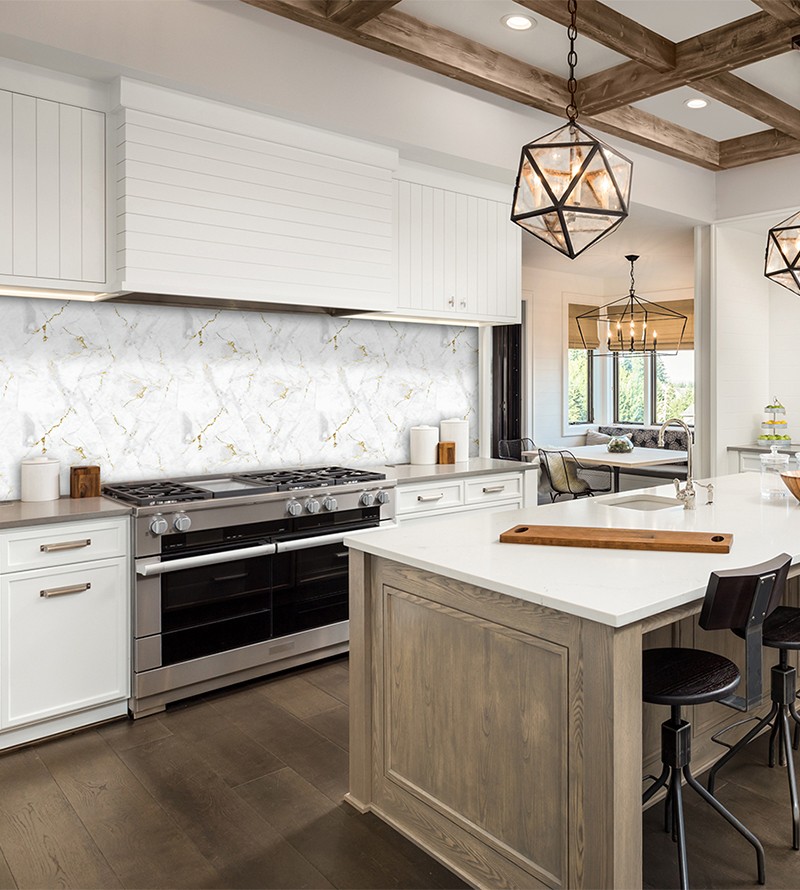 Papel de Parede Adesivo Mármore Carrara Branco...