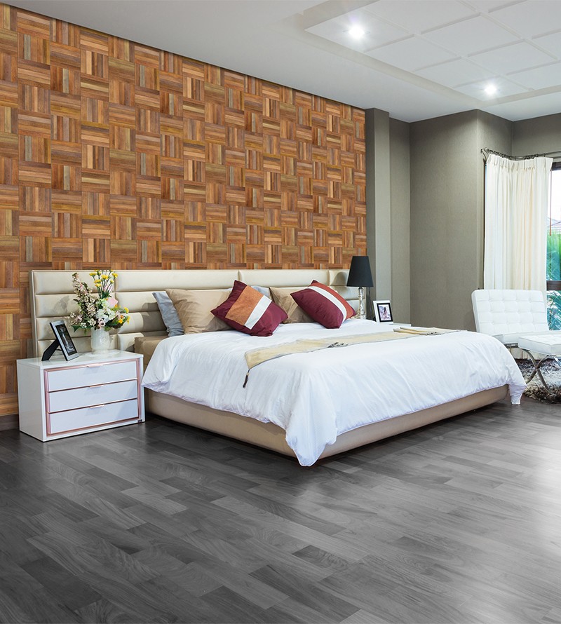 Papel de Parede Efeito Madeira Tacos 3D