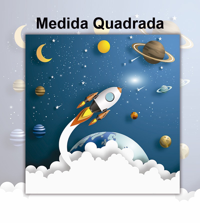 Papel de Parede Infantil Fotomural Foguete no...