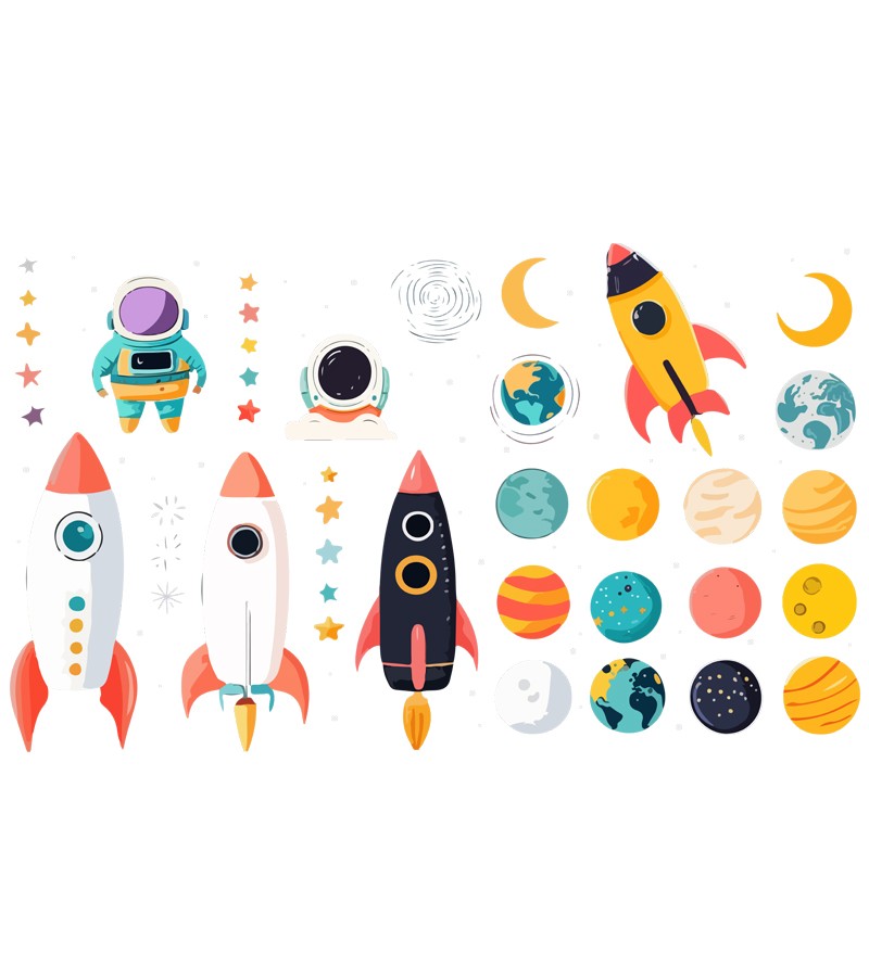 Adesivos de Parede Foguete Infantil para...
