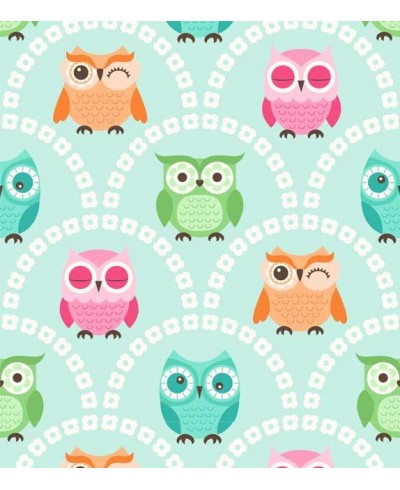 Papel de Parede com fundo na cor azul com corujas em variadas cores e caras - Kids 07