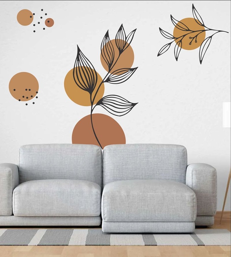 Adesivo De Parede Abstrato Boho Botânico...