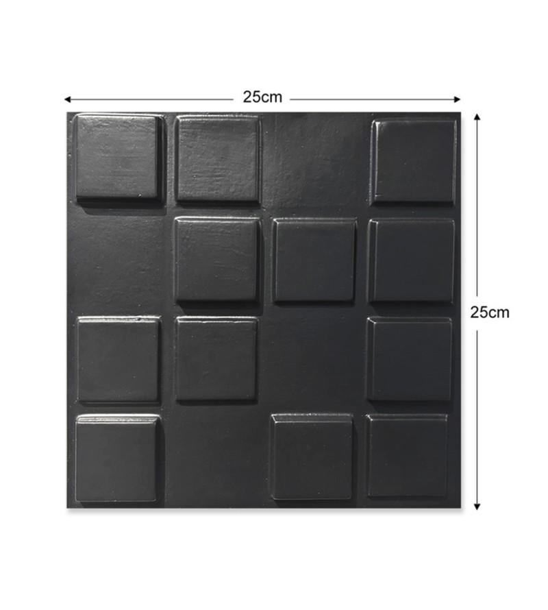 Placa Decorativa Pixels Preta 25x25cm 3D...