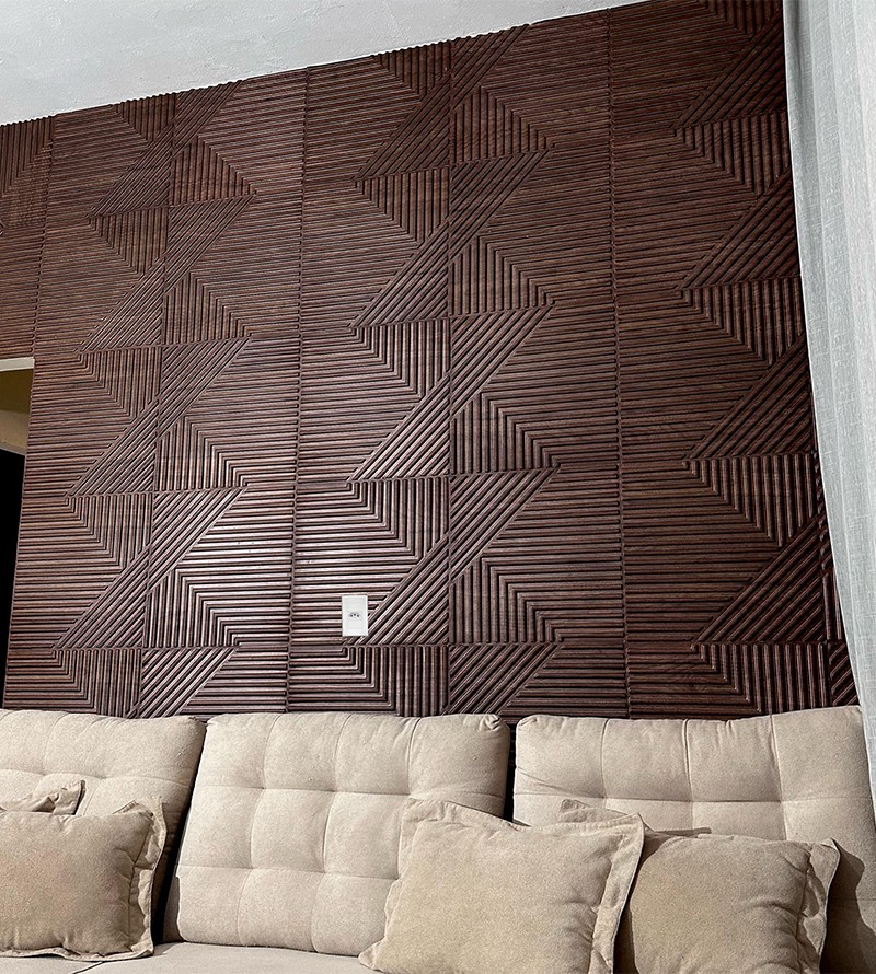 Placa 3D Abstrata Estilo Madeira Decorativa 3D...