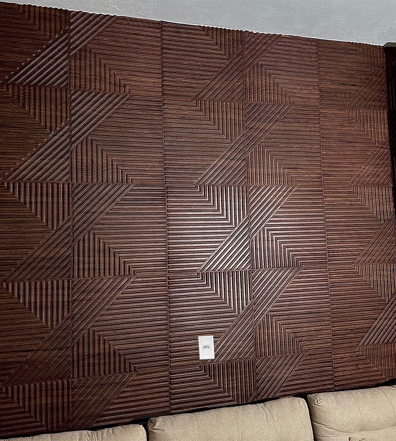 Placa 3D Abstrata Estilo Madeira Decorativa 3D...