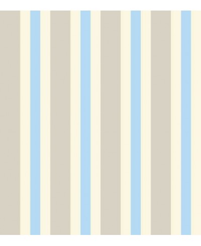 Papel de parede listrado em tons cinza creme e azul - Listrado 1025