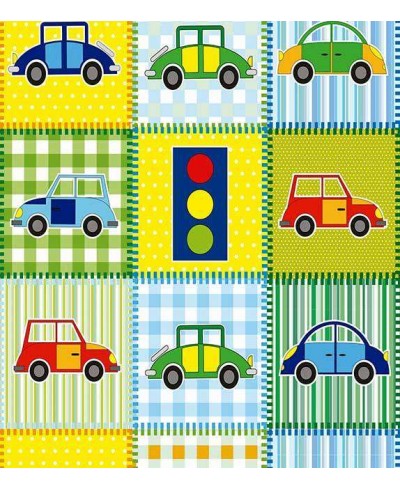 Papel de parede em tom de azul, verde, amarelo, preto, cinza e laranja - Infantil 98