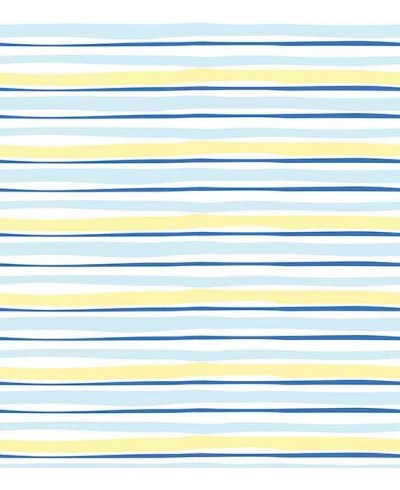 Papel de parede com fundo branco e detalhes em azul claro, amarelo e azul escuro - Infantil 131