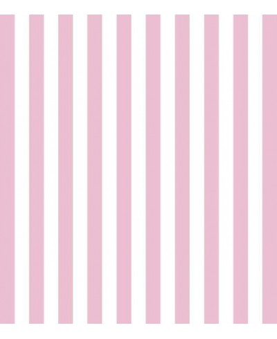 Papel de Parede Infantil Listrado em Rosa Claro e Branco - Kids 12