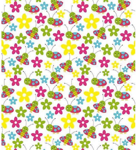 Papel de parede em tons rosa, verde, amarelo, azul e com fundo branco - Infantil 162