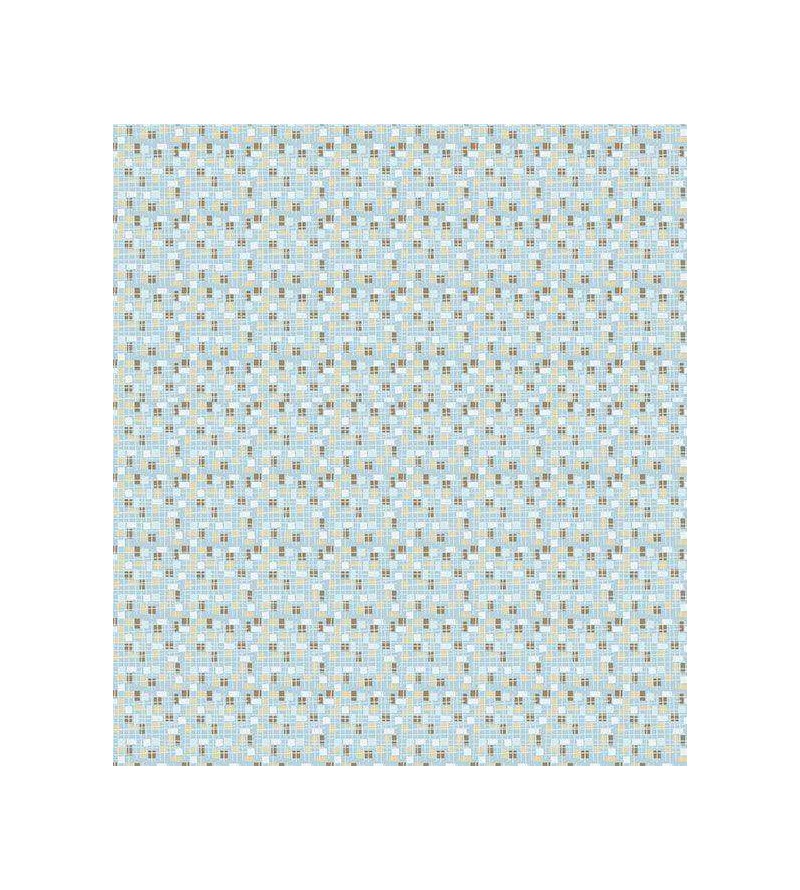 Papel de parede com fundo azul claro e detalhes em cinza claro, marrom e areia - Infantil 44