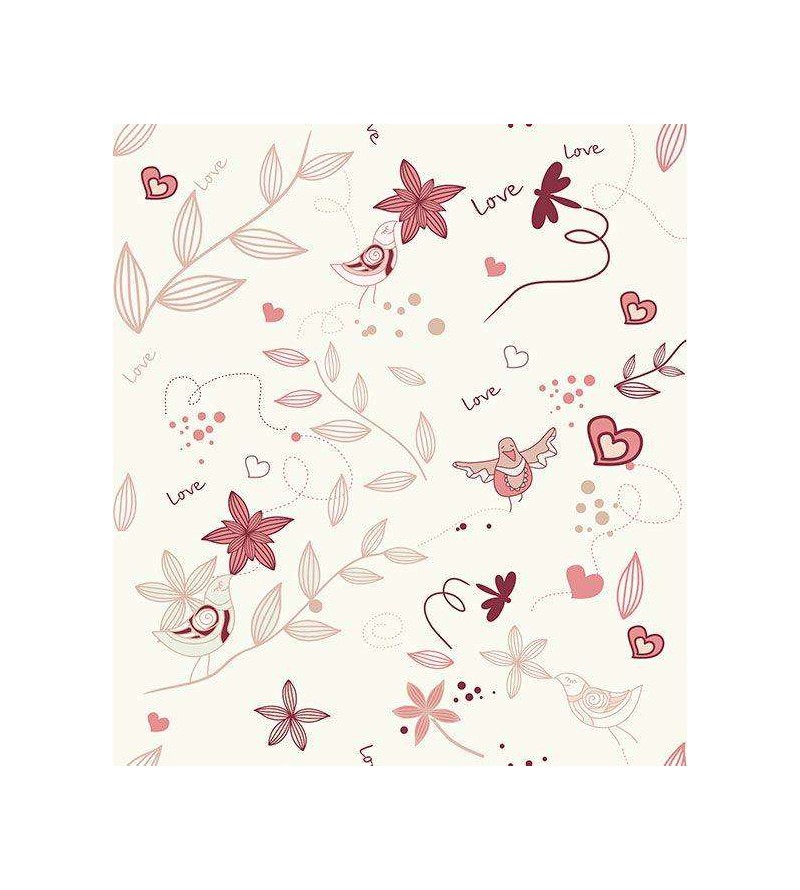 Papel de parede com rosa claro ao fundo e desenhos em tons das cores rosa e bordo - Infantil 61