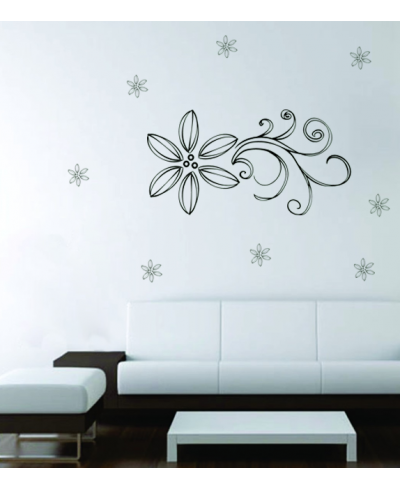 Adesivo de parede para sala floral arabesco margaridas.