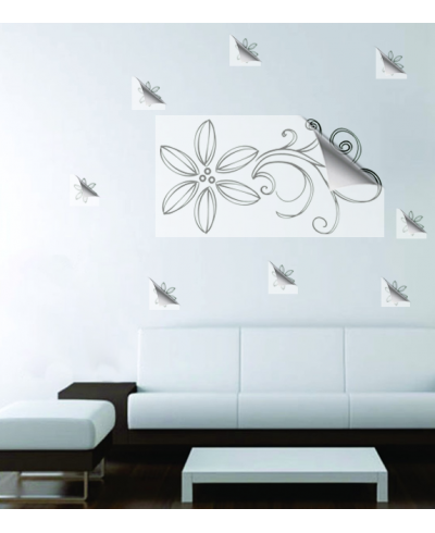 Adesivo de parede para sala floral arabesco margaridas.