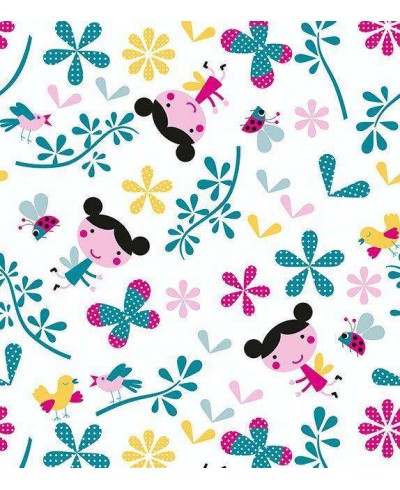 Papel de parede em tons de rosa, amarelo, azul e preto - Infantil 68