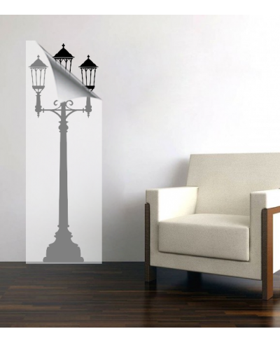 Adesivo de parede sala luminária poste em estilo antigo