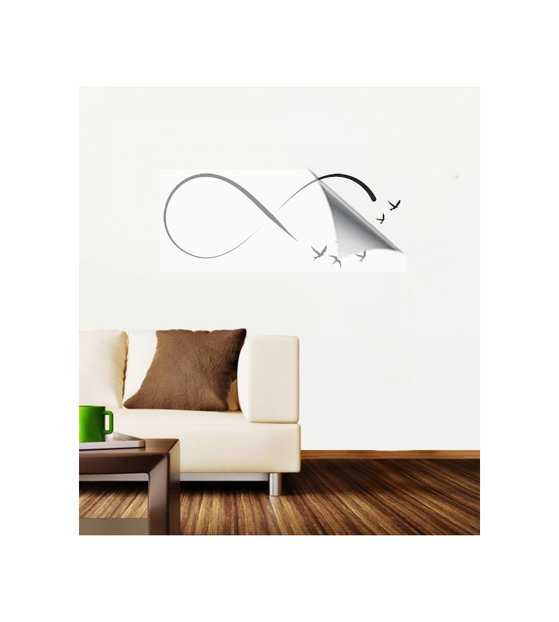 Adesivo de parede sala infinito em passáros