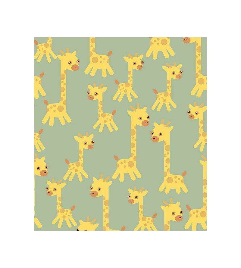 Papel de parede em tons de verde, amarelo e laranja - Infantil 75