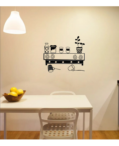 Adesivo de parede para cozinha suporte caneca potes e jarra - Cozinha 01