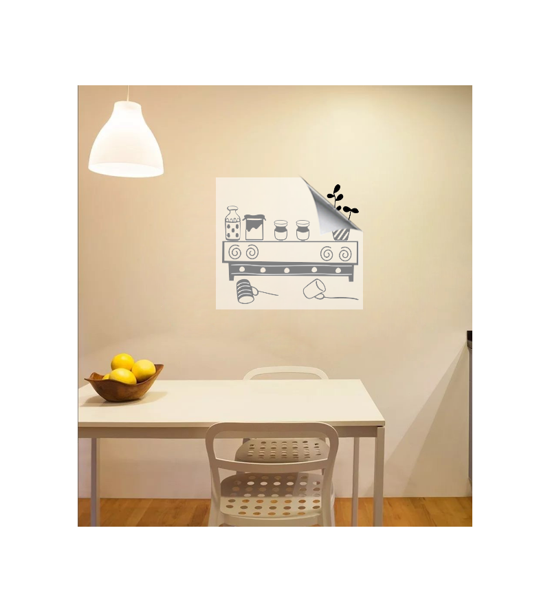 Adesivo de parede para cozinha suporte caneca potes e jarra - Cozinha 01