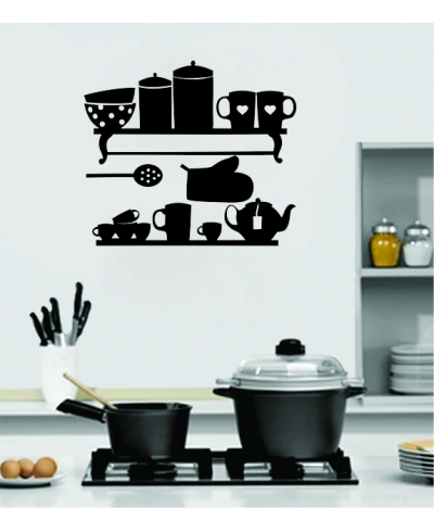sticker adesivo de parede com temática para cozinha de suporte caneca potes canecas - Cozinha 02