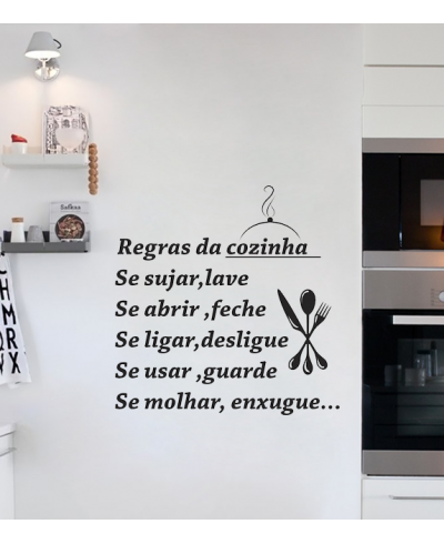 Adesivo de cozinha mandala com frase regras da cozinha - Cozinha 14