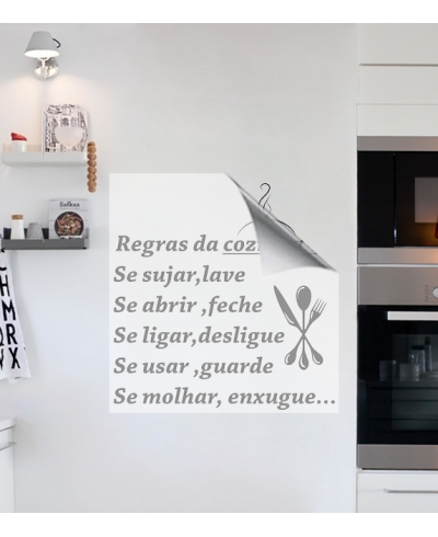 Adesivo de cozinha mandala com frase regras da cozinha - Cozinha 14