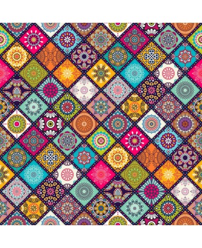 Papel de Parede Mandala no estilo azulejo multicolorida