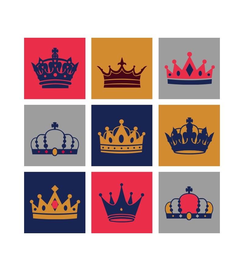 Papel de Parede Coroas em ladrilhos com detalhes em branco coroas reis e rainhas