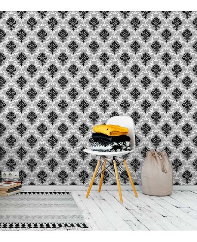 Papel de parede com fundo cinza e detalhes em branco e preto