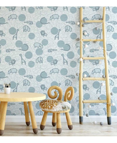 Papel de Parede Bebê Safari Azul