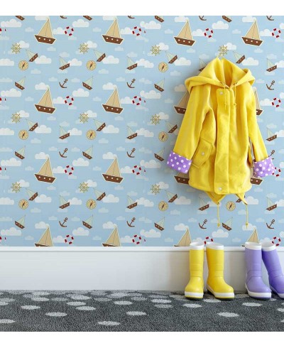 Papel de Parede Bebê Barquinhos Cartoon
