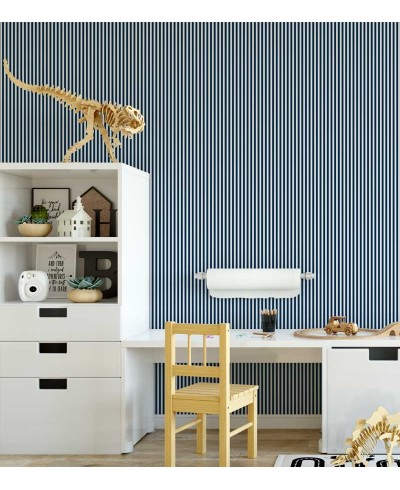 Papel de Parede Listrado Azul Marinho