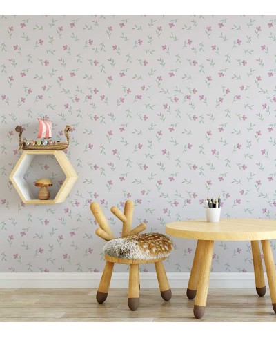 Papel de Parede Bebê Flores Delicadas