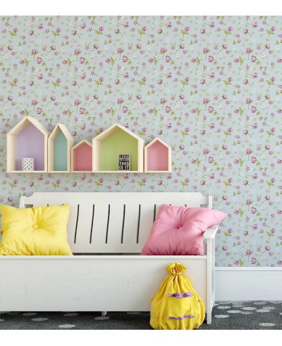 Papel de parede Delicado Romântico Bebê Flores