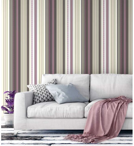 Papel de parede, com tons pastéis amarelos, marrom terracota, roxo - Casual 02