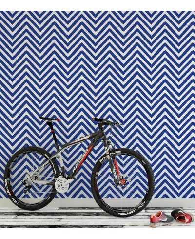 Papel de parede chevron em zigue zague azul imita tinta - Chevron 02