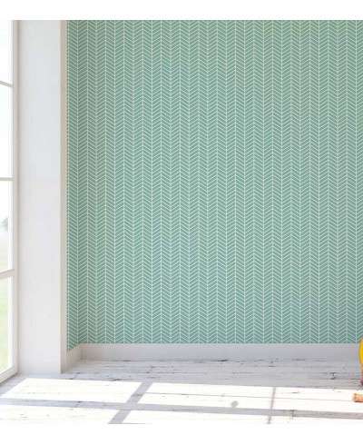 Papel de parede chevron em listras zigue zague nas cores verde e branco - Chevron 06