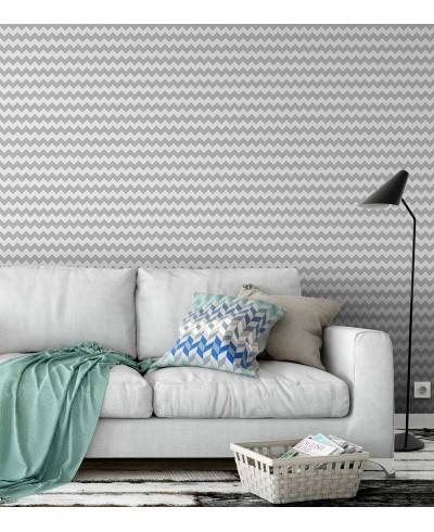 Papel de parede chevron em listras zigue zague com o fundo branco e listras em cinza - Chevron 13